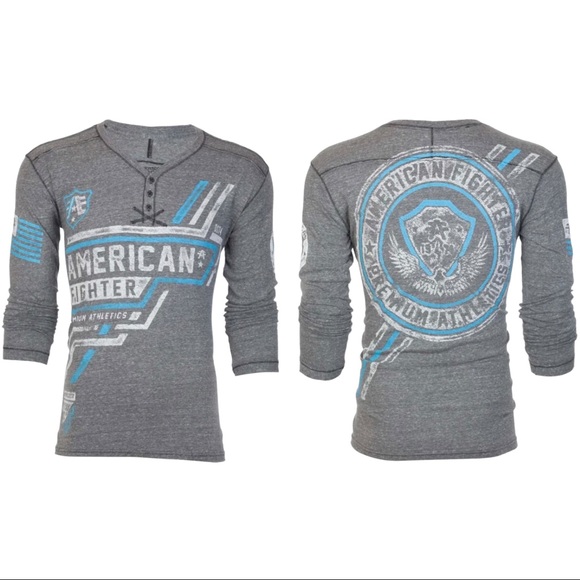 T-shirt Manches Longues American Fighter – Bleu – Taille Large – Neuf Avec étiquettes